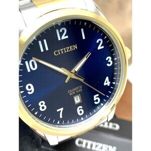 Citizen Men's Watch BI1036-57L Quartz Blue Dial Date Two Tone Stainless Steel